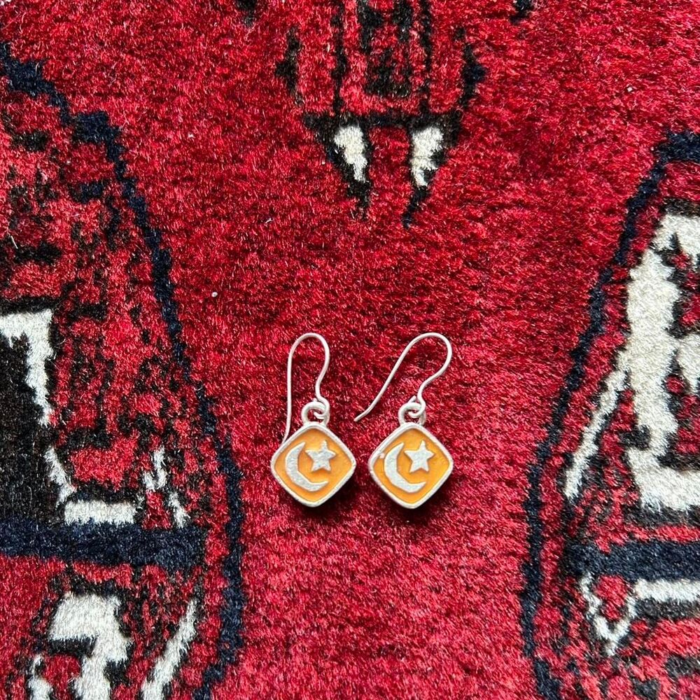 Silver star and moon earrings
